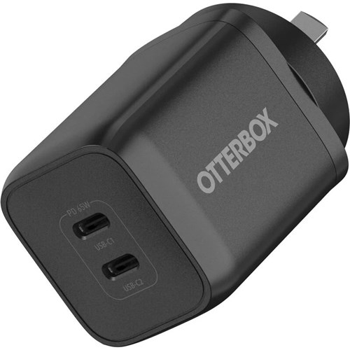 OTTERBOX 65W DUAL PORT USBC PD Fast GaN Wall Charger Black